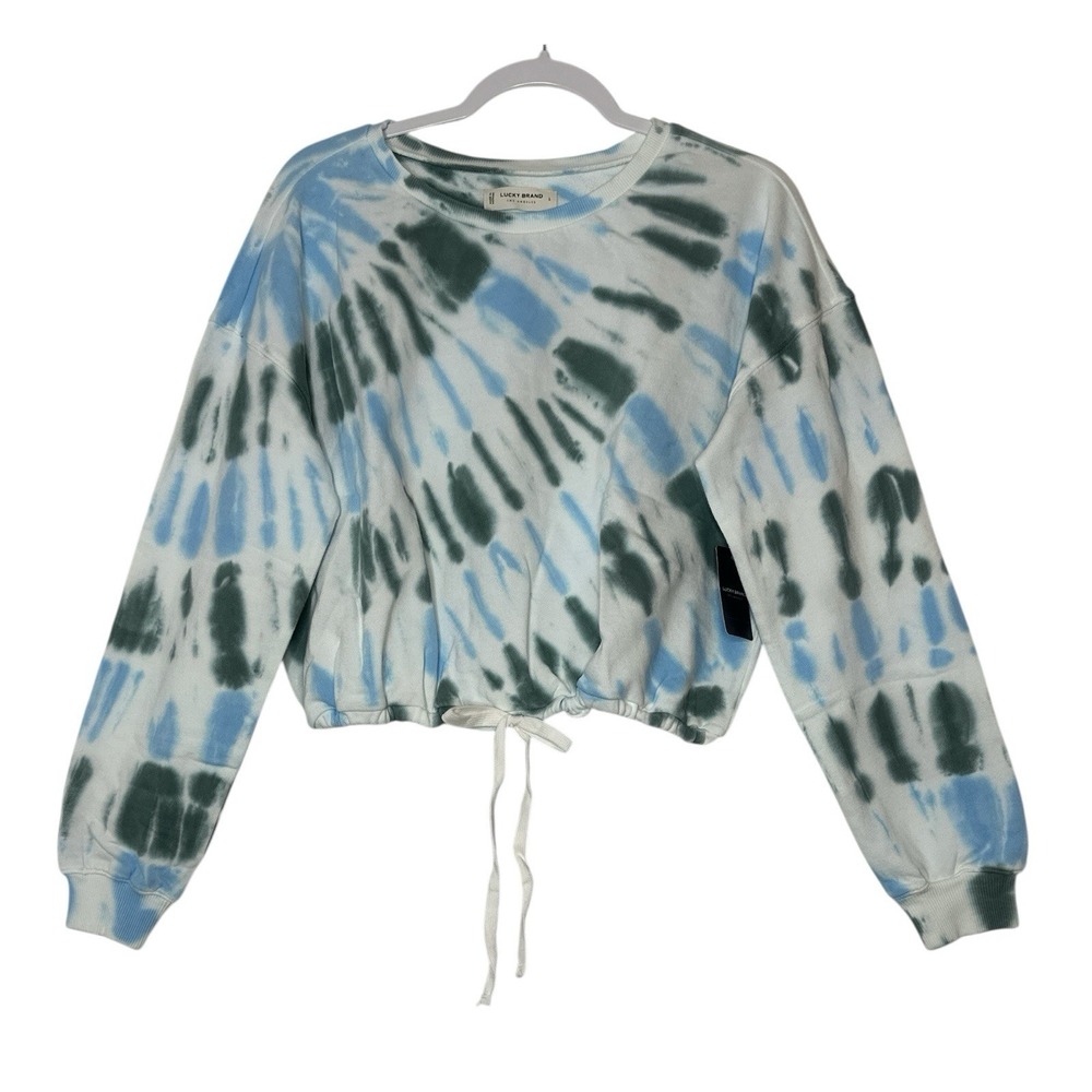New Lucky Brand‎ Sweatshirt Top Women's Large Tie Dyed Cropped Long Sleeve
